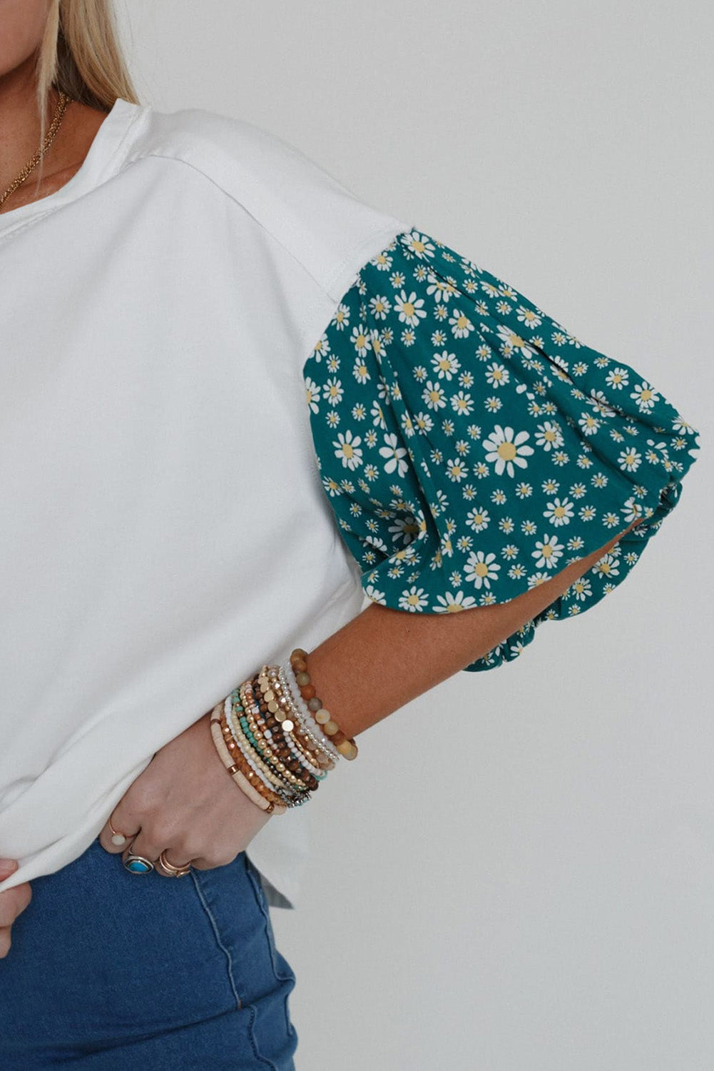 BLOOMING PUFF SLEEVE T SHIRT