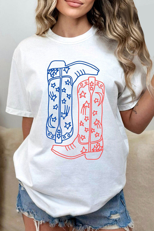 RED WHITE AND BOOTS TEE