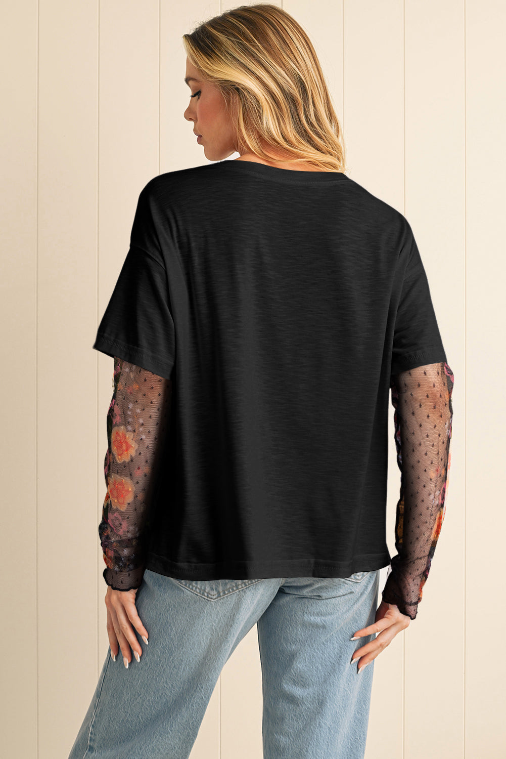 MESH SLEEVE DOUBLE TOP