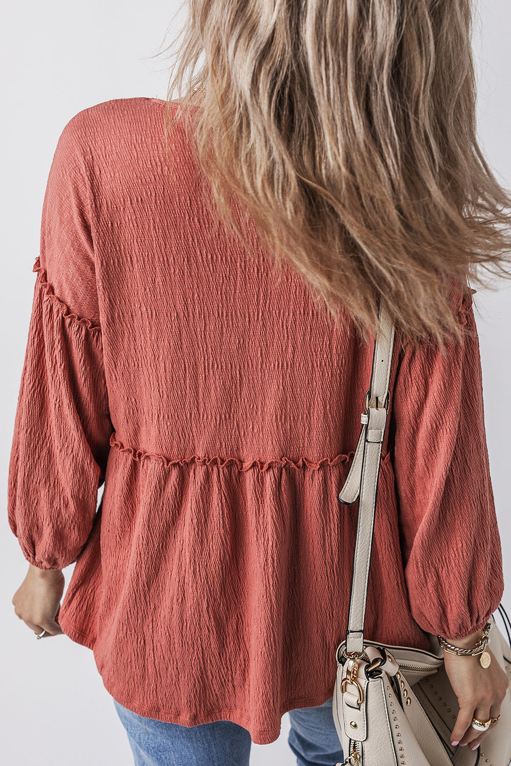 RUST AND FRILL BLOUSE