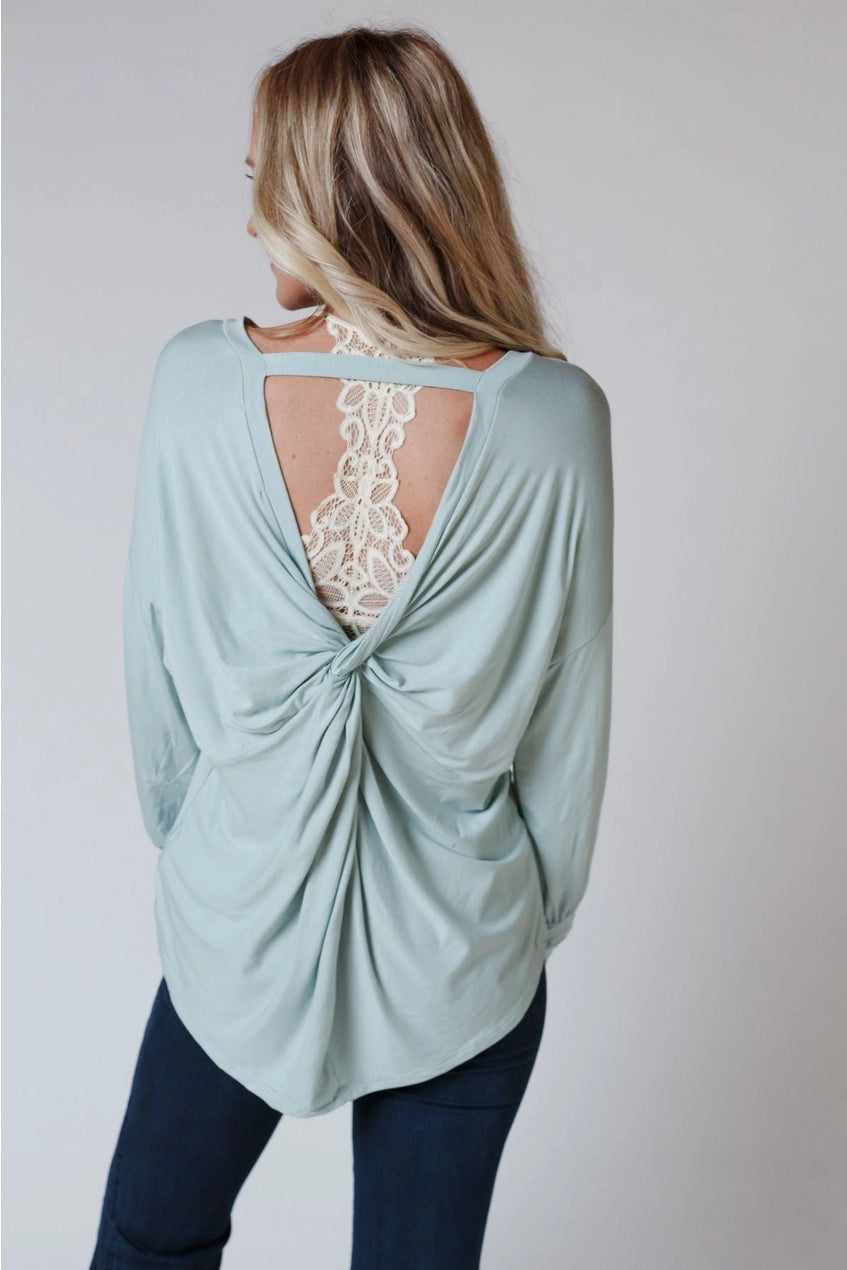 OPEN BACK SEAFOAM TOP