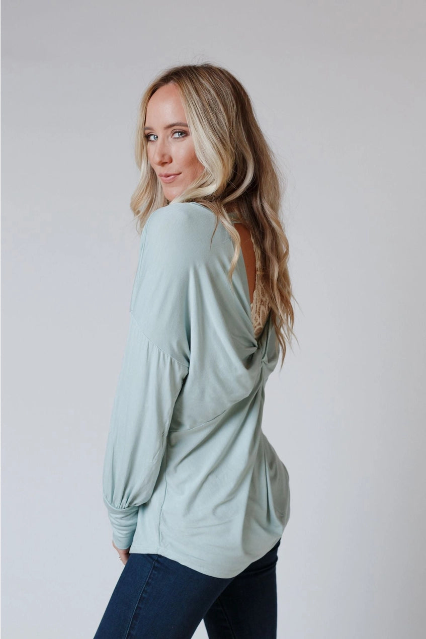 OPEN BACK SEAFOAM TOP