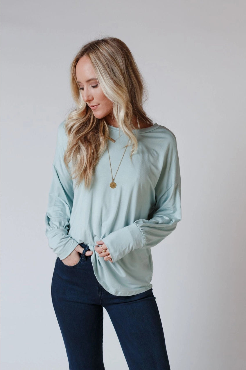OPEN BACK SEAFOAM TOP