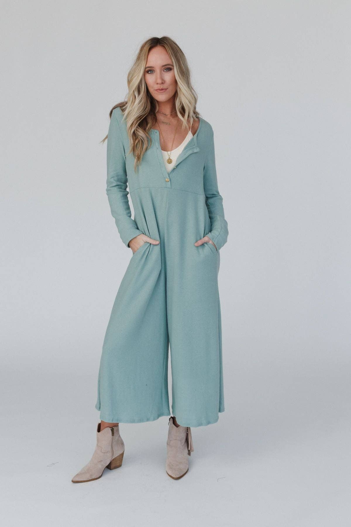 TEAL EVERYWHERE JUMPSUIT