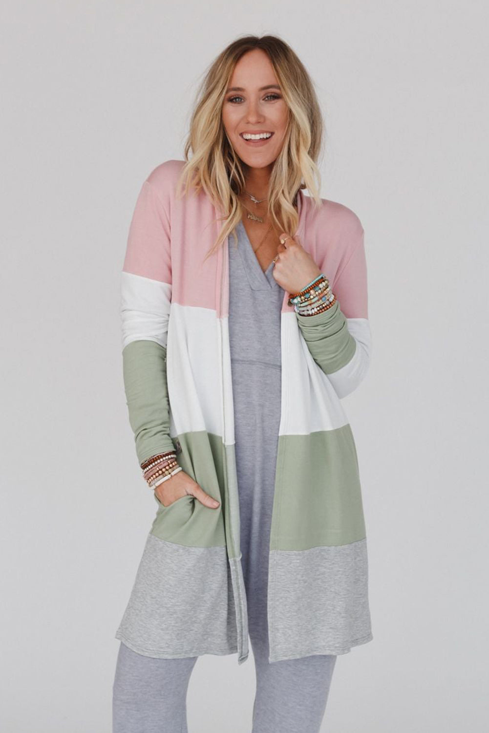 COLOR BLOCK CASUAL DUSTER