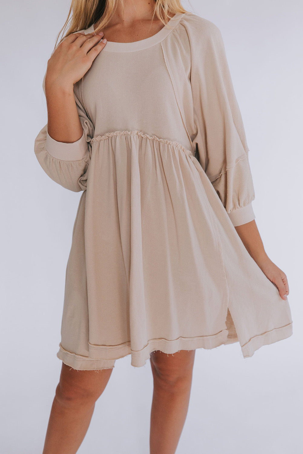 OATMEAL SEAMY SHIFT DRESS