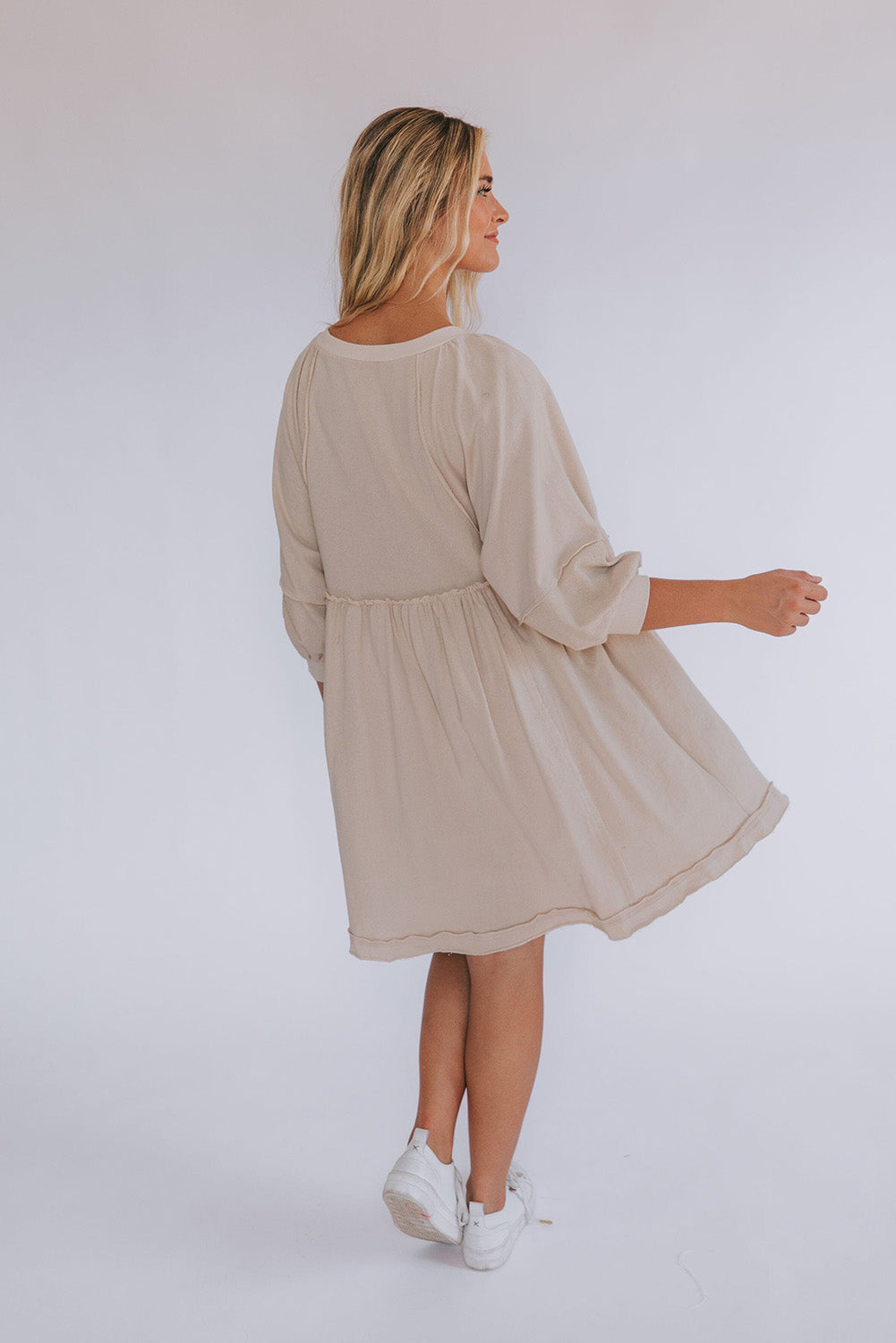 OATMEAL SEAMY SHIFT DRESS