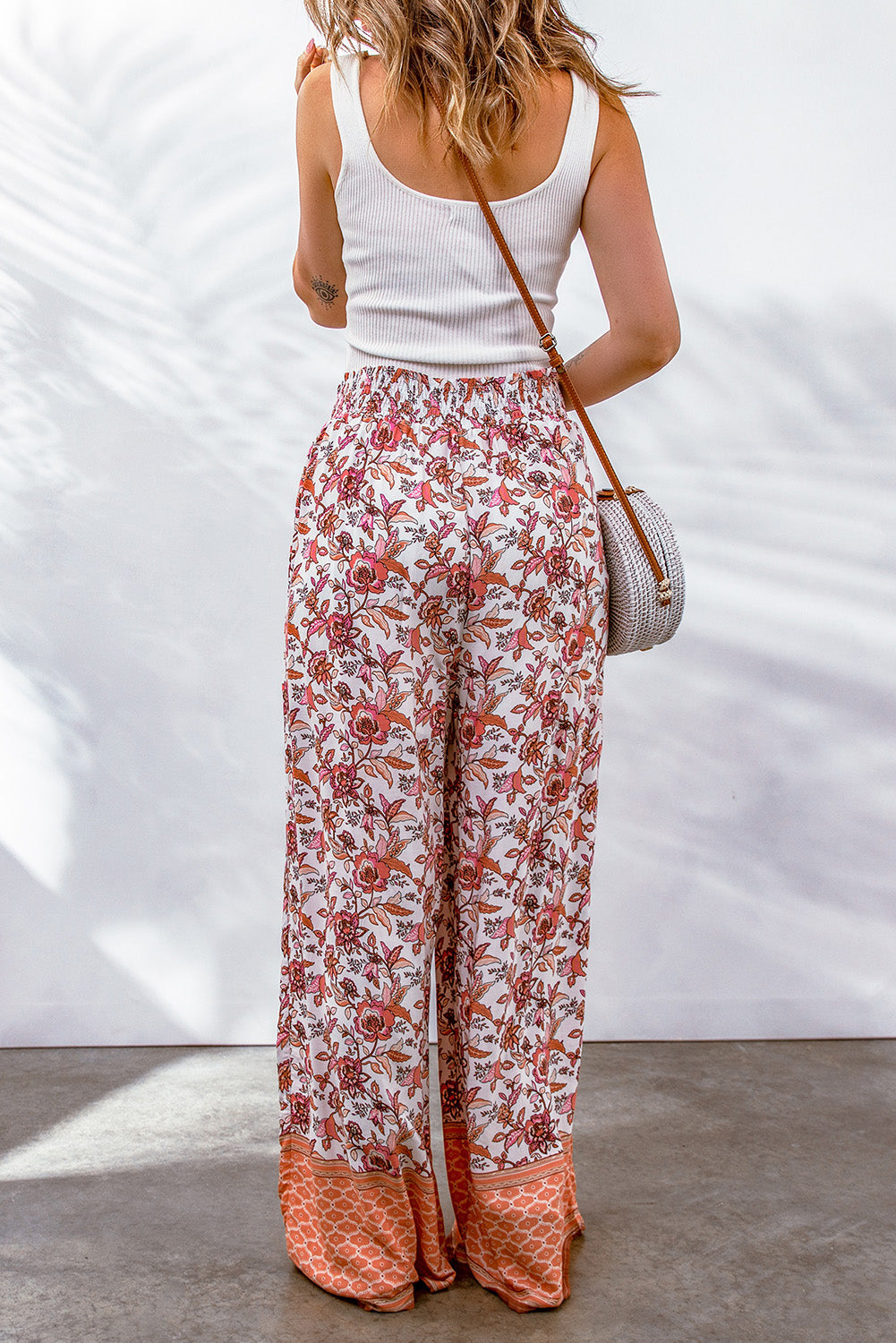 RED AND ORANGE WIDE LEG PANTS