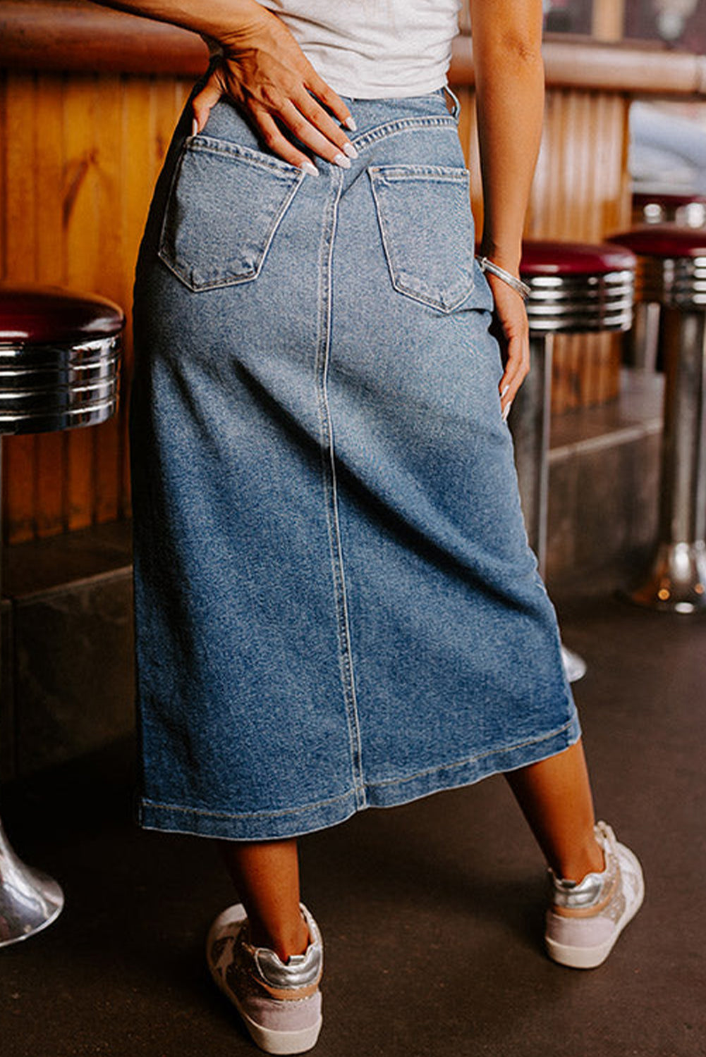 DANCING IN DENIM MIDI SKIRT