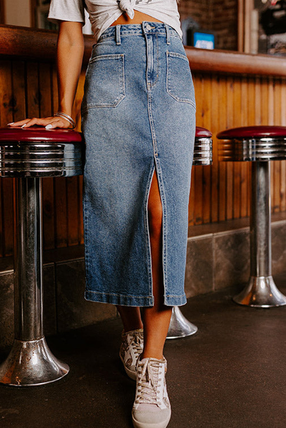 DANCING IN DENIM MIDI SKIRT