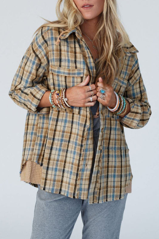 PLAID HOODED SHACKET