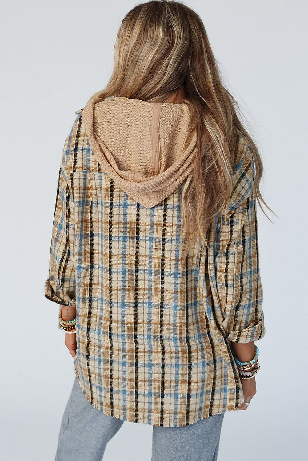 PLAID HOODED SHACKET